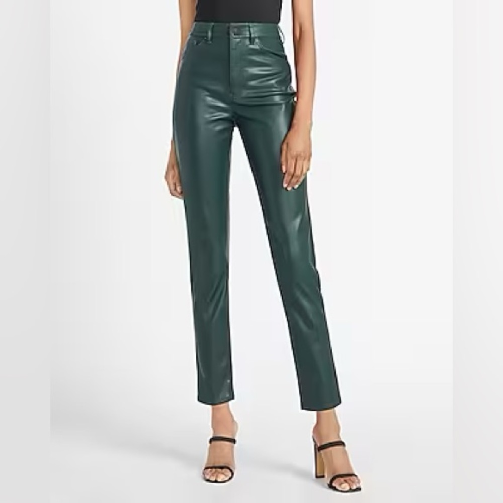 Express forest green leather pants